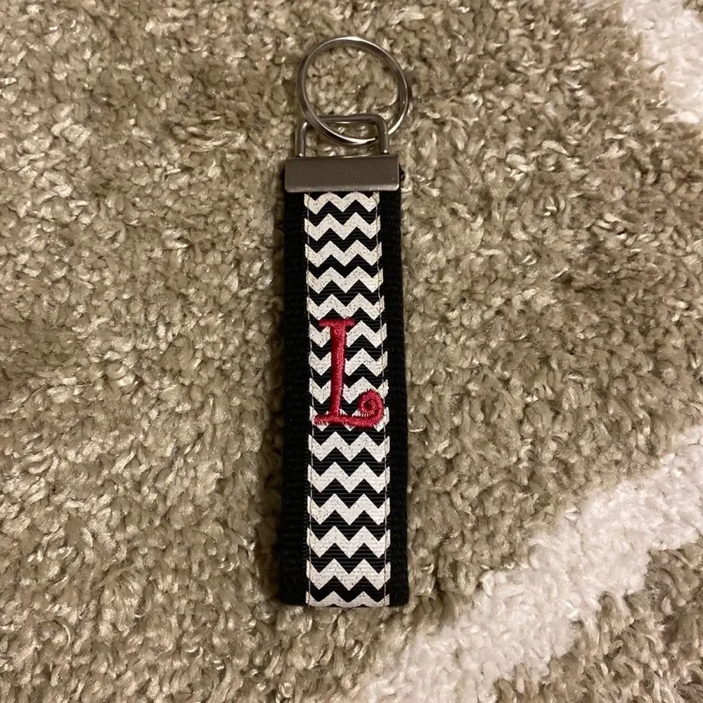 Glittered Chevron “L” Wrist Keychain